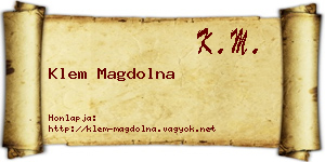 Klem Magdolna névjegykártya